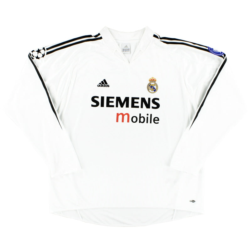 2004-05 Real Madrid adidas CL Home Shirt L/S *Mint* XXL Football Shirt