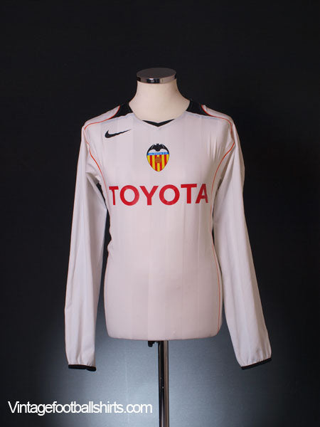 2004-05 Valencia Player Issue Home Shirt L/S M Football Shirt