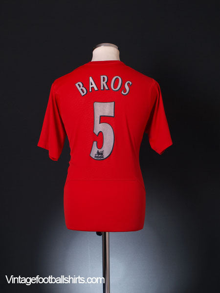 2004-06 Liverpool Home Shirt Baros #5 M Football Shirt