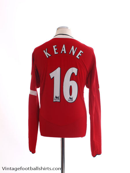 2004-06 Manchester United Home Shirt Keane #16 L/S *Mint* L Football Shirt