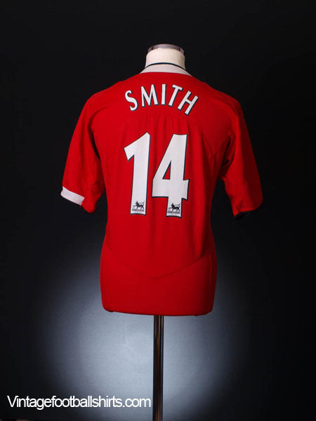 2004-06 Manchester United Home Shirt Smith #14 L Football Shirt
