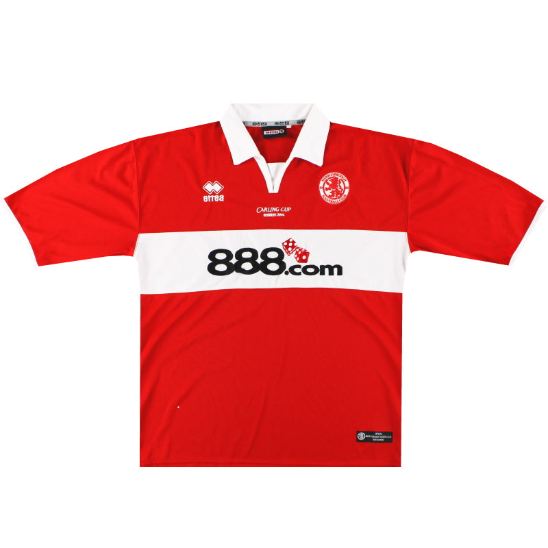 2004 Middlesbrough Errea 'Carling Cup Winners 2004' Home Shirt XL Football Shirt