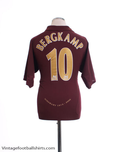2005-06 Arsenal Commemorative Highbury Home Shirt Bergkamp #10 *Mint* L Football Shirt