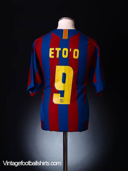 2005-06 Barcelona Home Shirt Eto'o #9 L Football Shirt