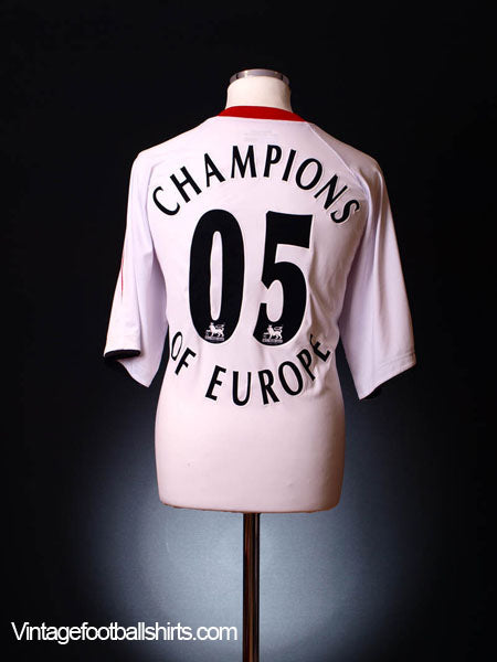 2005-06 Liverpool Away Shirt 'Champions of Europe #05' M Football Shirt