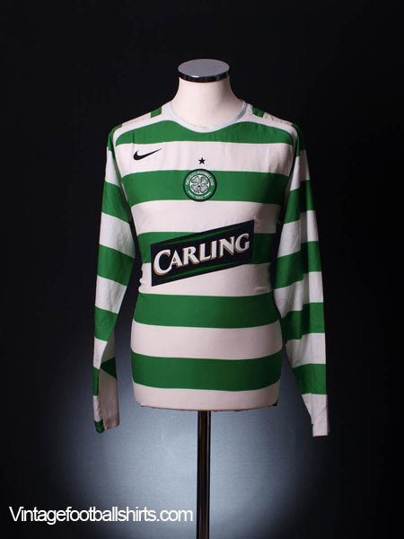 2005-07 Celtic Player Issue Home Shirt L/S L Football Shirt