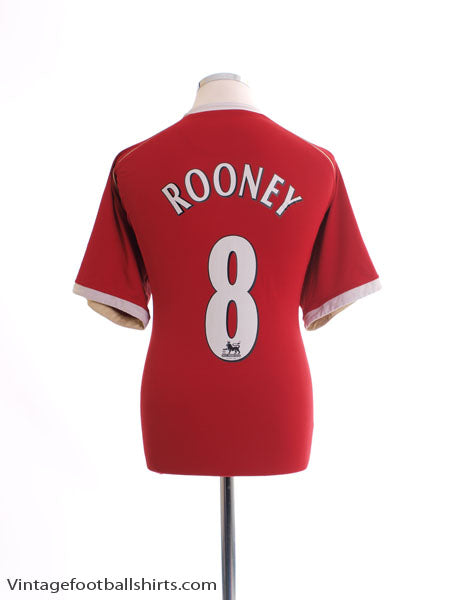 2006-07 Manchester United Home Shirt Rooney #8 XL Football Shirt