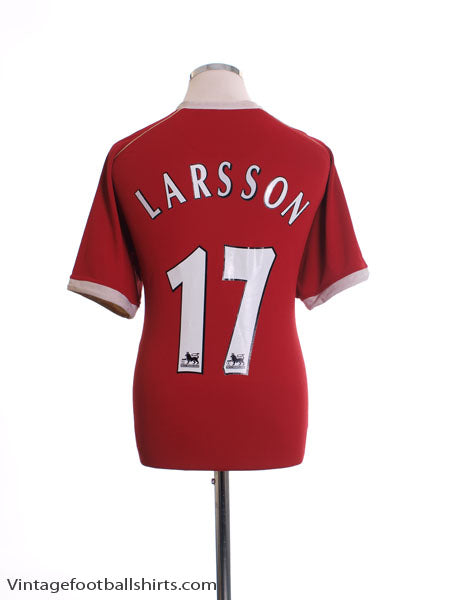 2006-07 Manchester United Home Shirt Larsson #17 L Football Shirt