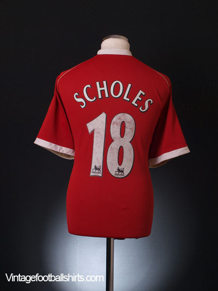 2006-07 Manchester United Home Shirt Scholes #18 XL Football Shirt