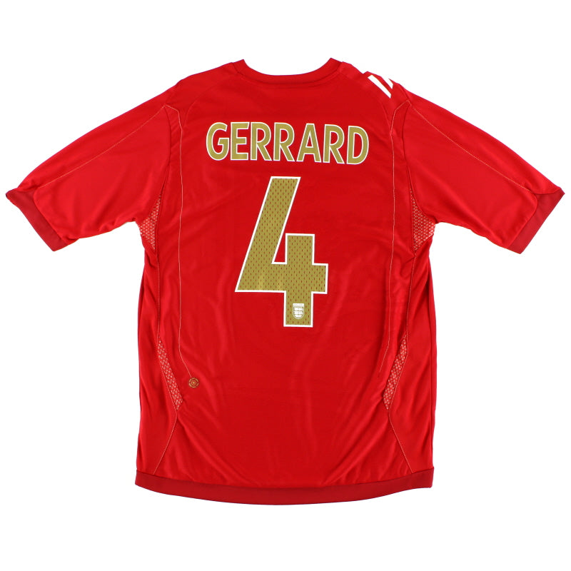 2006-08 England Umbro Away Shirt Gerrard #4 L.Boys Football Shirt
