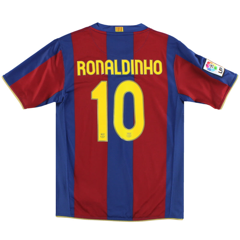 2007-08 Barcelona Nike Home Shirt Ronaldinho #10 L.Boys Football Shirt