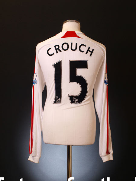 2007-08 Liverpool Match Worn Away Shirt Crouch #15 L/S Football Shirt