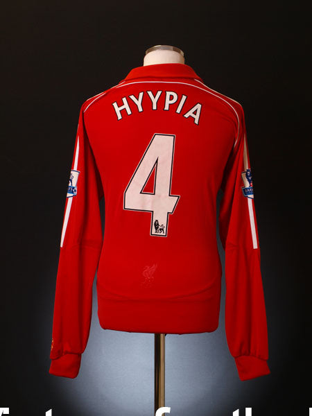 2007-08 Liverpool Match Worn Home Shirt Hyypia #4 L/S Football Shirt
