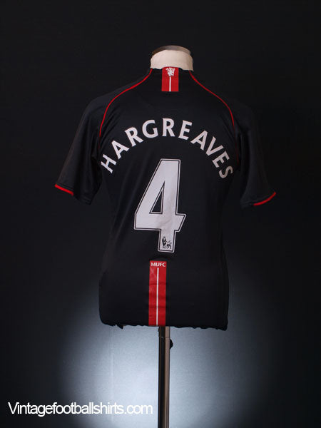 2007-08 Manchester United Away Shirt Hargreaves #4 S Football Shirt