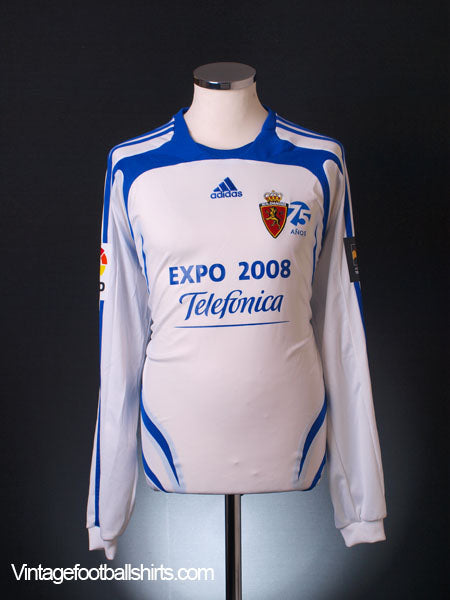 2007-08 Real Zaragoza Player Issue Home Shirt L/S XL Football Shirt