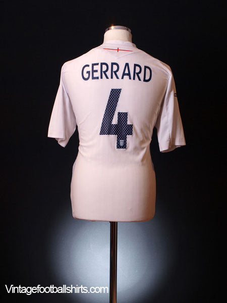 2007-09 England Home Shirt Gerrard #4 L.Boys Football Shirt