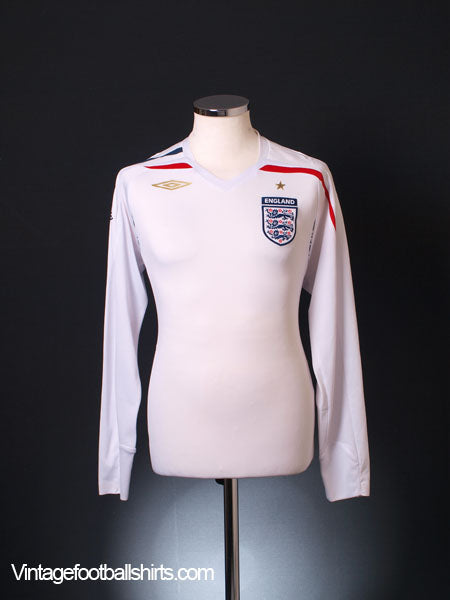 2007-09 England Home Shirt L/S M Football Shirt
