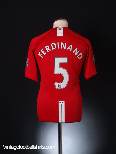 2007-09 Manchester United Home Shirt Ferdinand #5 L Football Shirt