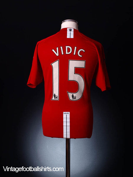 2007-09 Manchester United Home Shirt Vidic #15 Women's Small Football Shirt