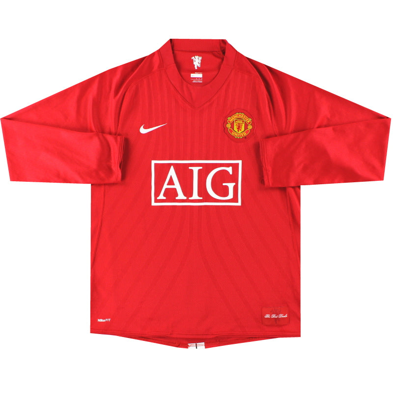 2007-09 Manchester United Nike Home Shirt L/S M Football Shirt