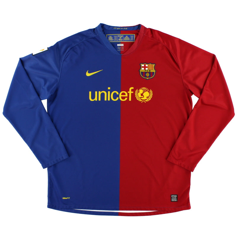 2008-09 Barcelona Home Shirt L/S XL Football Shirt