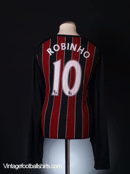 2008-09 Manchester City Away Shirt Robinho #10 L/S XXL Football Shirt