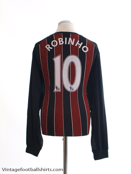 2008-09 Manchester City Away Shirt Robinho #10 L/S XL Football Shirt
