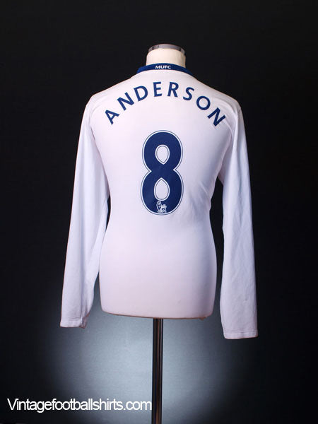2008-09 Manchester United Away Shirt Anderson #8 L/S L Football Shirt
