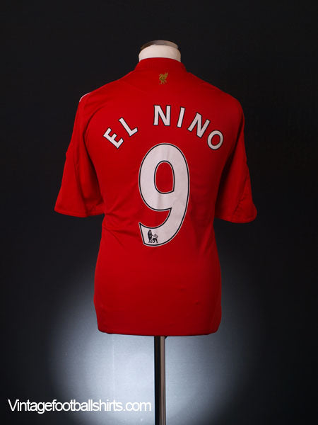 2008-10 Liverpool Home Shirt El Nino #9 *Mint* M Football Shirt