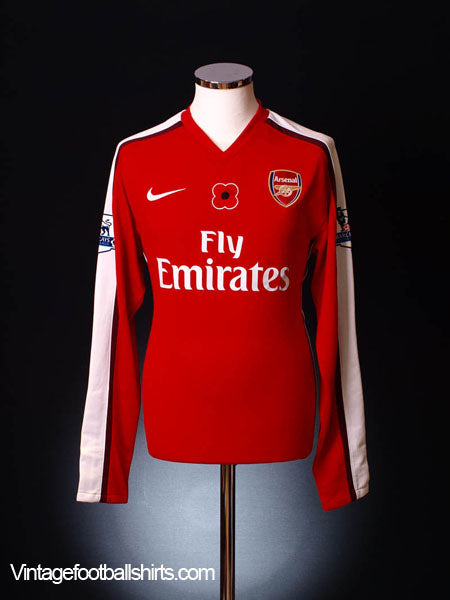 2008 Arsenal Match Issue Poppy Home Shirt Vela #12 L/S (vs. Manchester United) Football Shirt