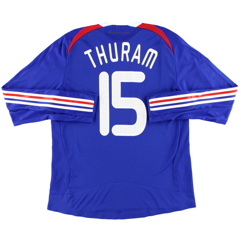 2008 France adidas Match Worn Home Shirt Thuram #15 L/S (v England) L Football Shirt