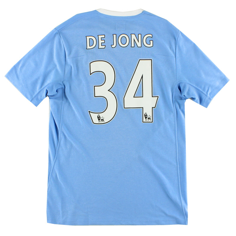 2009-10 Manchester City Home Shirt De Jong #34 M Football Shirt