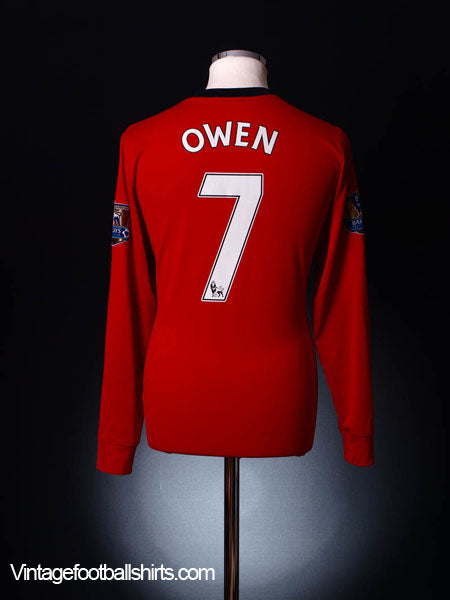 2009-10 Manchester United Home Shirt Owen #7 L/S M Football Shirt
