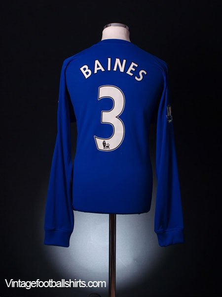 2010-11 Everton Home Shirt Baines #3 *As new* L/S XL Football Shirt