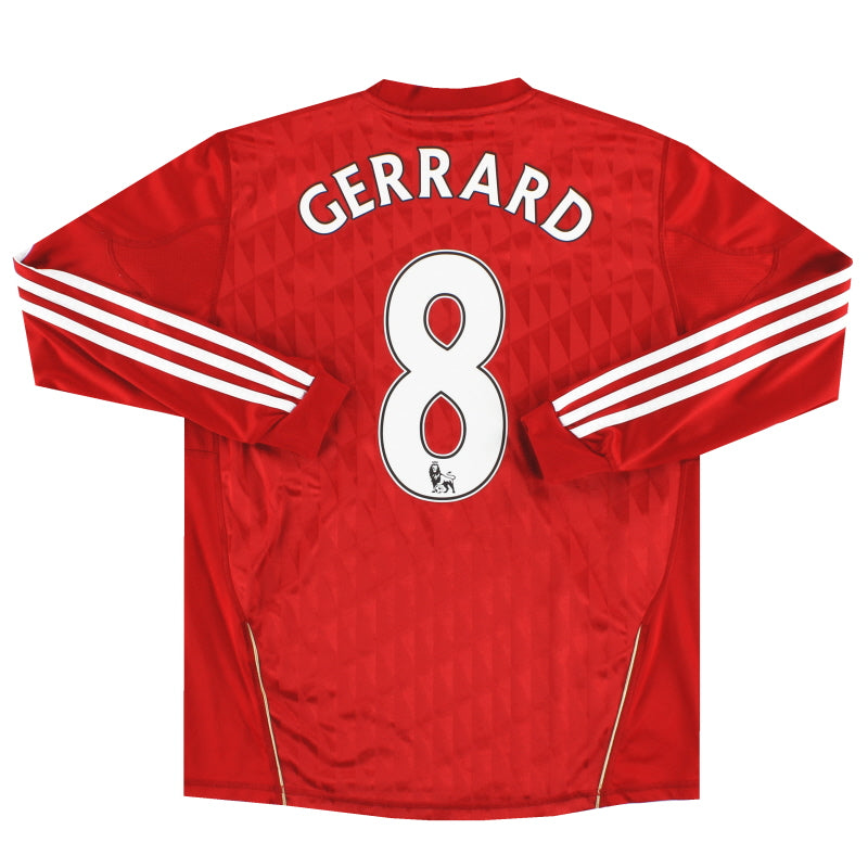 2010-12 Liverpool adidas Home Shirt Gerrard #8 L/S L.Boys Football Shirt
