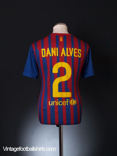 2011-12 Barcelona Home Shirt Dani Alves #2 M Football Shirt