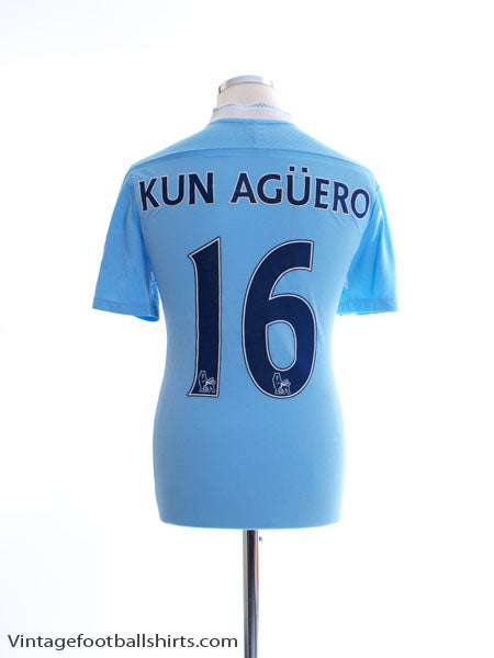 2011-12 Manchester City Home Shirt Kun Aguero #16 M Football Shirt