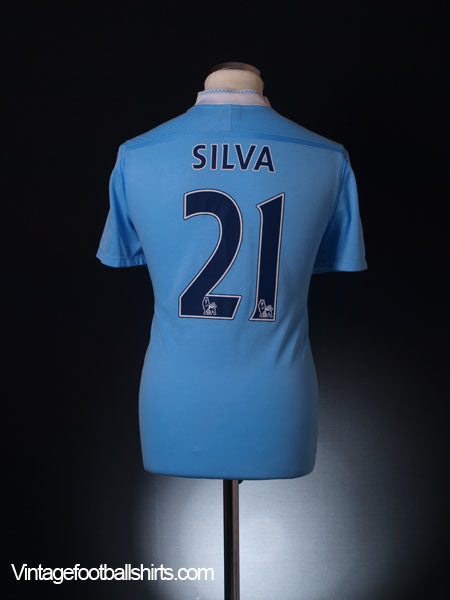 2011-12 Manchester City Home Shirt Silva #21 M Football Shirt