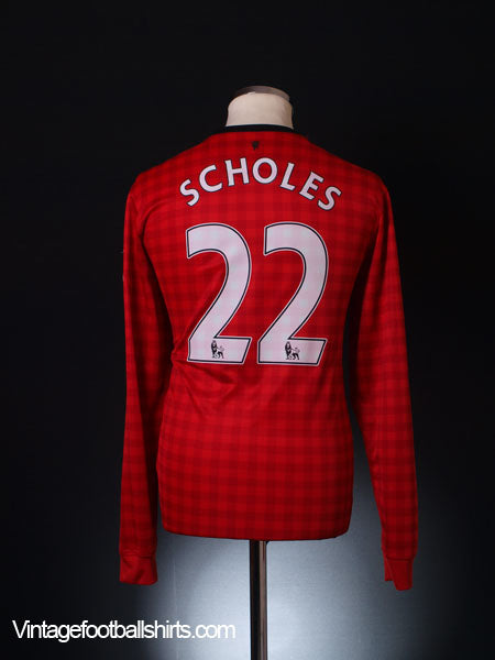 2012-13 Manchester United Home Shirt Scholes #22 L/S *Mint* M Football Shirt