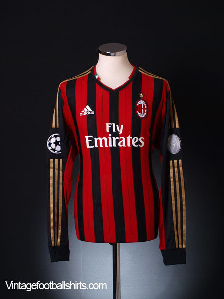 2013-14 AC Milan Champions League Home Shirt *BNIB* L/S Football Shirt