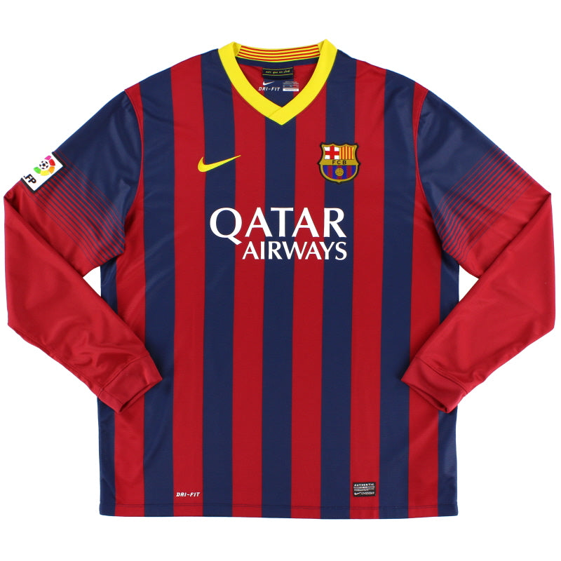 2013-14 Barcelona Home Shirt L/S *Mint* XL Football Shirt