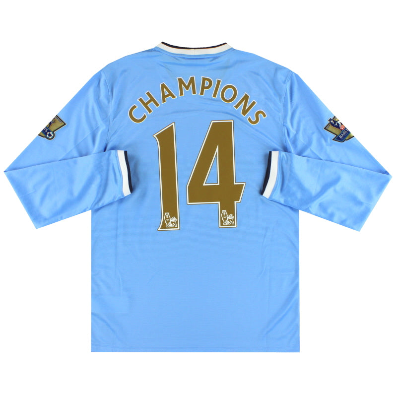 2013-14 Manchester City Nike Home Shirt Champions #14 L/S *w/tags* M Football Shirt
