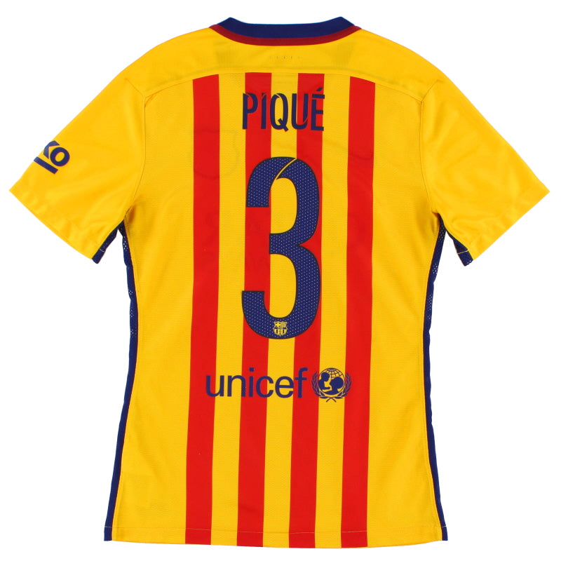 2015-16 Barcelona Player Issue 'Authentic' Away Shirt Pique #3 S Football Shirt