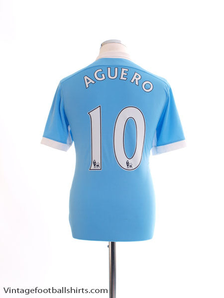 2015-16 Manchester City Home Shirt Aguero #10 S Football Shirt