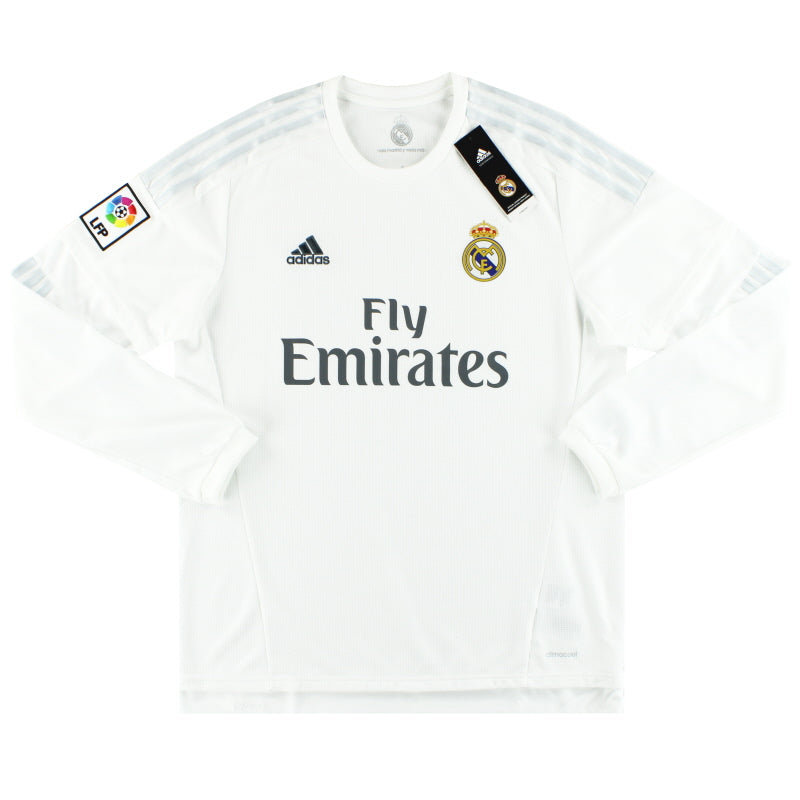2015-16 Real Madrid adidas Home Shirt L/S *BNIB* Football Shirt