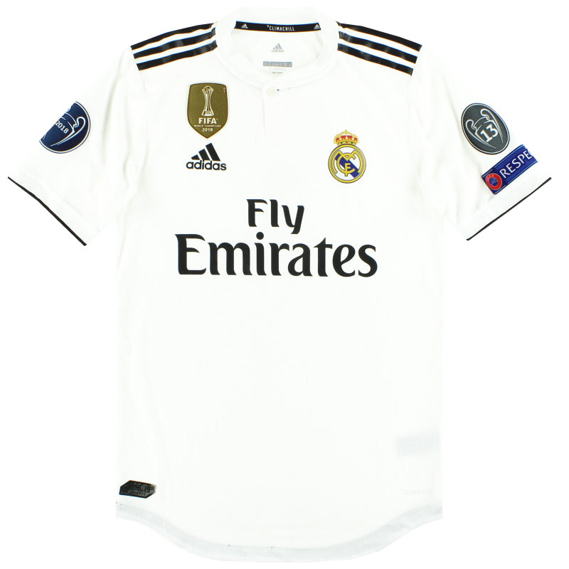 2018-19 Real Madrid adidas CL Player Issue Authentic Home Shirt *Mint* M Football Shirt