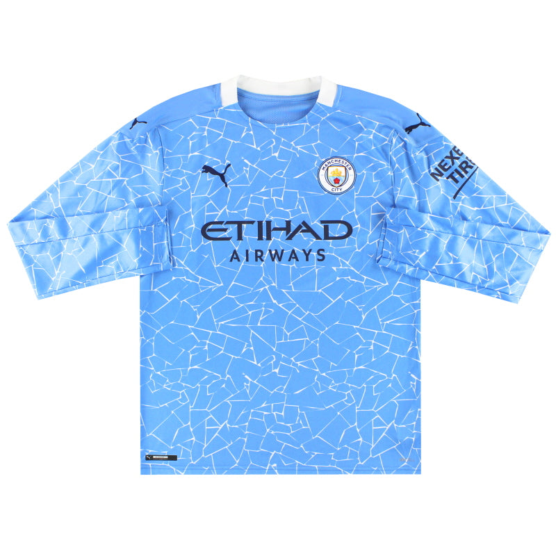 2020-21 Manchester City Puma Home Shirt L/S *Mint* L Football Shirt