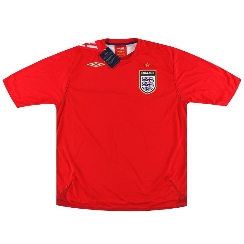 Maillot Umbro Angleterre 2004-2006 – Extérieur, Manches Longues, Rouge, Vintage, Taille XL