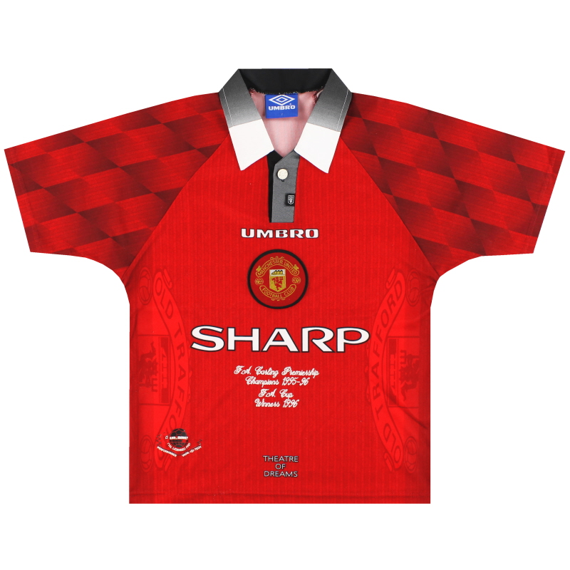 1996-98 Manchester United Umbro ’Double Winners’ Home Shirt Y
