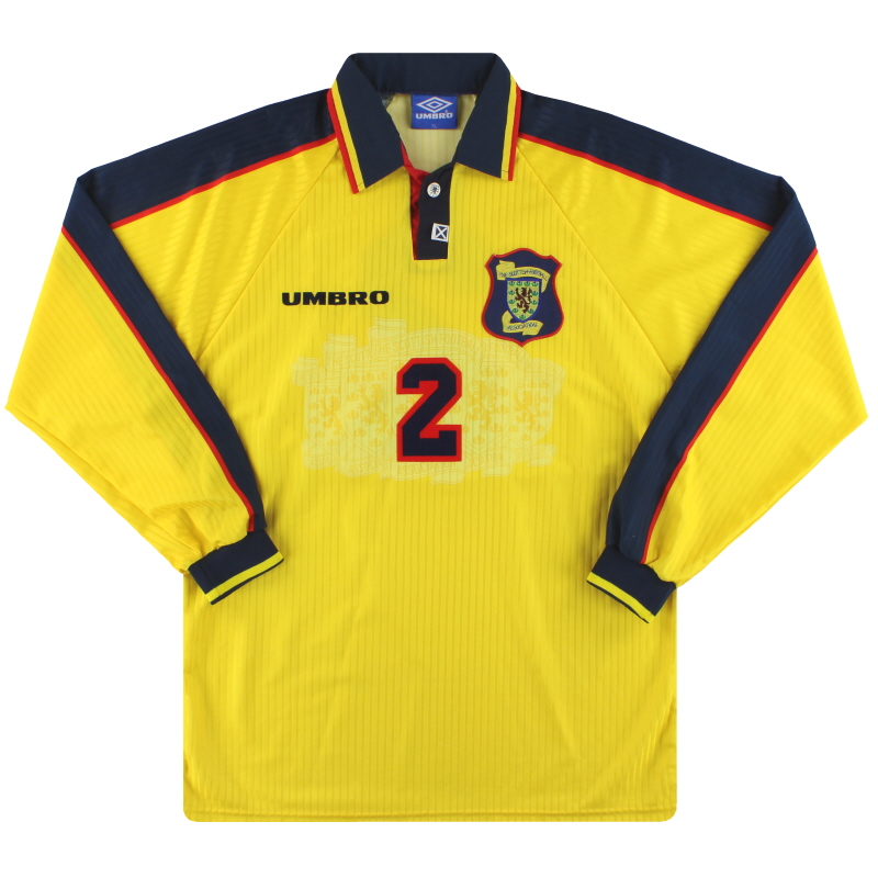 1996-99 Scotland Umbro Match Issue Away Shirt #2 L/S XL